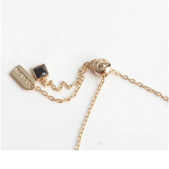 NWT Coach Signature C Gold Slider Bracelet with Accent Crystal Stone - Picture 4 of 4